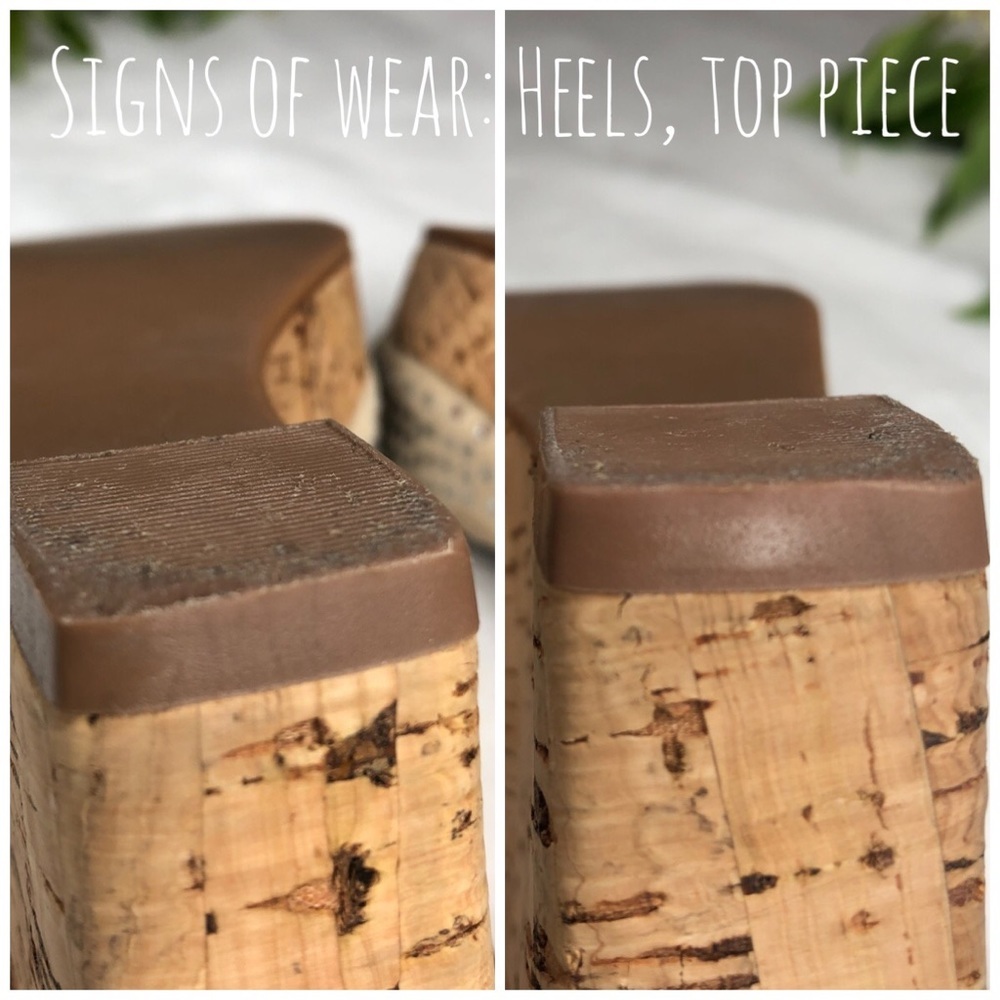 Steve Madden Glitery Rhinestones Suede Leather Cork Peep Toe Wedge Heels 6.5M - Picture 6 of 10